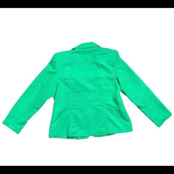 INVESTMENTS Faux Suede Button Front Blazer With Long Sleeves Apple Green Size 16 - Picture 7 of 9